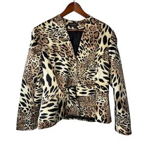 Isabella Suits Women's Size 14 Brown Cheetah Animal Print Blazer Jacket